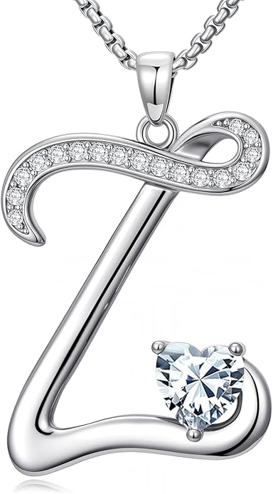 Christmas Gifts for Women Alphabet A to Z Initial Birthstone Pendant Necklaces for Women - 18k White Gold Plated Personalized Name Jewelry Valentine Mothers Day Birthday Gifts for Women Her Girlfriend
