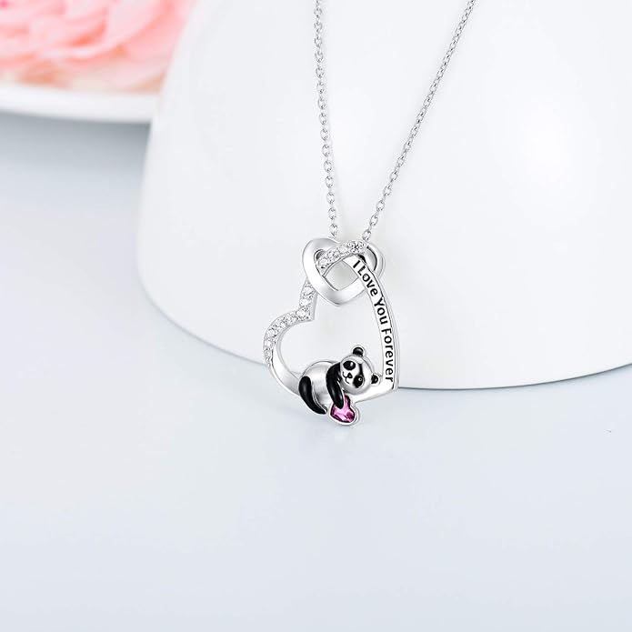 AOBOCO I Love You Forever Elephant/Koala/Sloth Cute Animal Heart Pendant Necklace with Austrian Crystal, Valentines Anniversary Birthday Jewelry Gift for Women