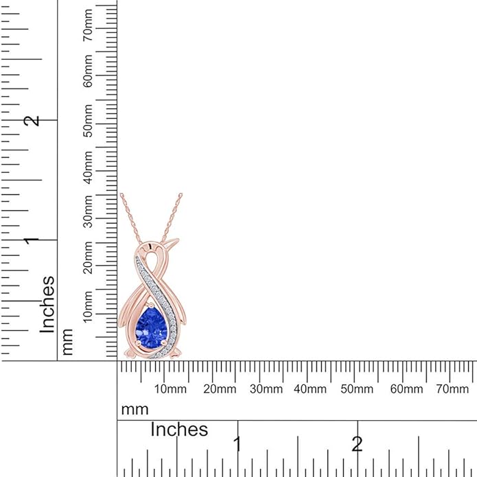 Infinity Penguin Pendant Necklace for Women, 14K Gold Over Sterling Silver with Pear & Round Cut Simulated Birthstone & White Diamond Accents, Dainty Animal Jewelry Gift with 18" Chain