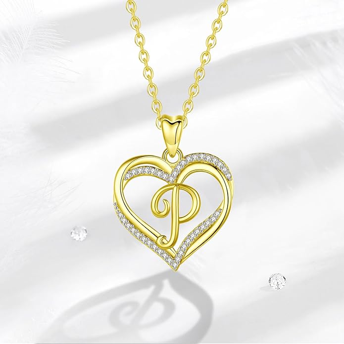 INFUSEU Unique Initial Necklaces for Women Girls Small Heart Letter Jewelry, Meaningful Personalized Gifts