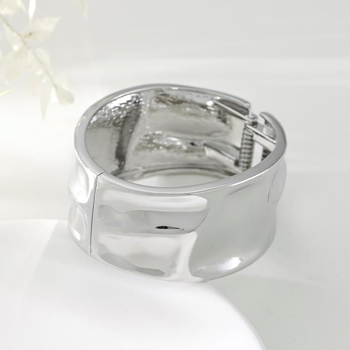 Bangle Bracelets for Women | 14K Gold Plated Trendy Wide Bracelets | Hinged Arm Cuff Bangles Chunky Bracelet for Women