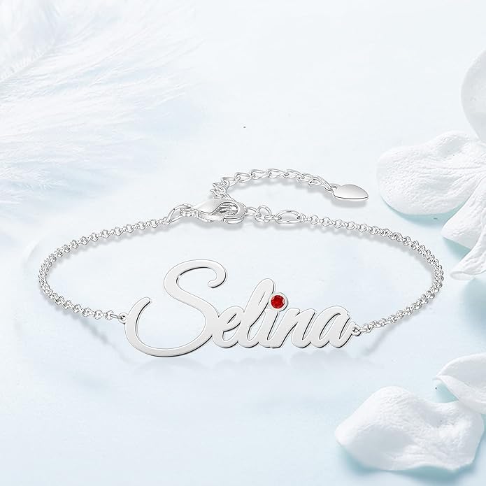 LucySky Custom Bracelets with 2 Names for Women, 925 Sterling Silver Adjustable Personalized Name Anklet, Custom Bracelets Summer Beach Jewelry Dainty Gifts for Wife, Sister, Friends