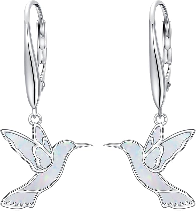 Phoenix/Dragonfly/Hummingbird/Butterfly/Dove Earrings 925 Sterling Silver Opal Animal Dangle Earrings Opal Jewelry Christmas Gifts for Women