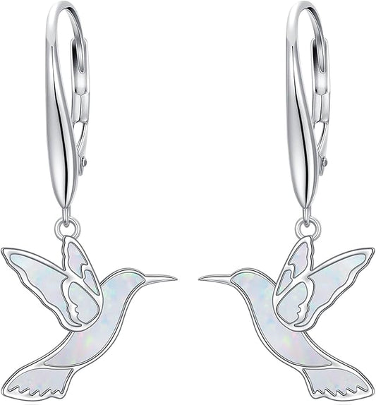 Phoenix/Dragonfly/Hummingbird/Butterfly/Dove Earrings 925 Sterling Silver Opal Animal Dangle Earrings Opal Jewelry Christmas Gifts for Women