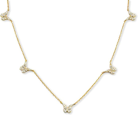 TLTH Butterfly Station Choker Necklace, 18K Plated 925 Sterling Silver, Dainty Adjustable 16"-18" Chain, Gifts for Women Mom Wife