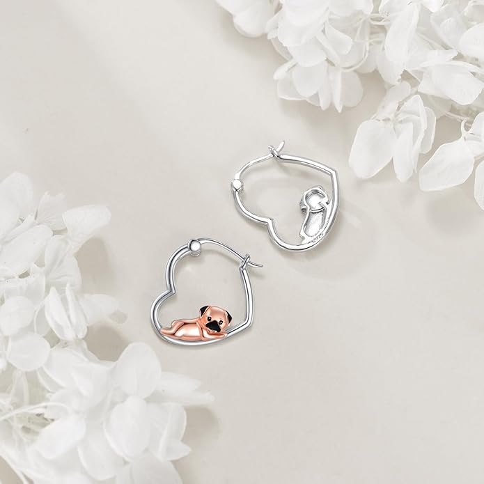 YFN Animal Earrings Sterling Silver Animal Heart Hoop Dangle Earrings Cute Jewelry Gifts for Women