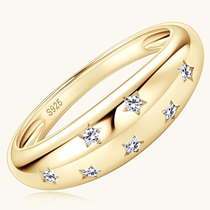 Moissanite Ring for Women D Color VVS1 Clarity 7 Star Ring 925 Sterling Silver Chunky Stackable Bands for Women or Men