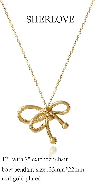 Dainty Gold Butterfly Bow Necklace for Women,18k Gold Plated Choker Necklaces for Women Waterproof & Daily & Simple, Gold Jewelry for Women