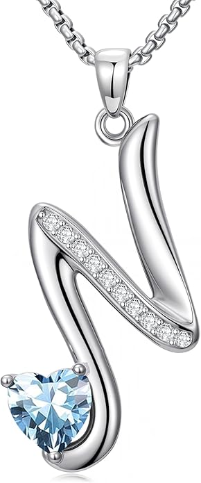 Christmas Gifts for Women Alphabet A to Z Initial Birthstone Pendant Necklaces for Women - 18k White Gold Plated Personalized Name Jewelry Valentine Mothers Day Birthday Gifts for Women Her Girlfriend