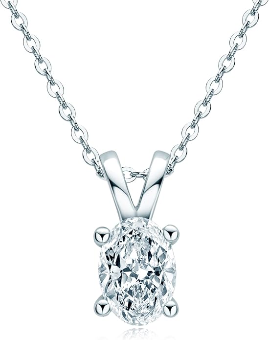 AINUOSHI Moissanite Necklace for Women, 1CT, 2CT, 3CT, 4CT Solitaire Moissanite Pendant Necklace, D-E Color with GRA Certificate, 925 Sterling Silver with 18K Gold Plating, Mother Mom Wife Girlfriend Gifts with Jewelry Box Packed