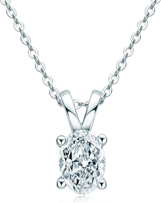 AINUOSHI Moissanite Necklace for Women, 1CT, 2CT, 3CT, 4CT Solitaire Moissanite Pendant Necklace, D-E Color with GRA Certificate, 925 Sterling Silver with 18K Gold Plating, Mother Mom Wife Girlfriend Gifts with Jewelry Box Packed