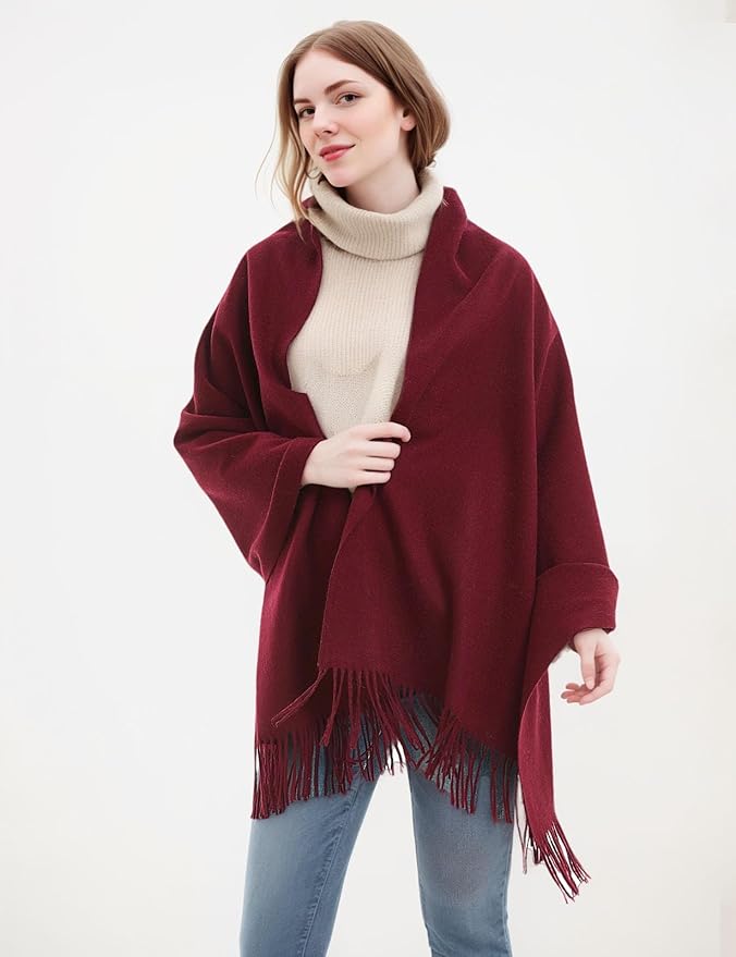 Novawo Wool Shawl Large Thick Pashmina Travel Blanket Scarf Winter Wraps for Women
