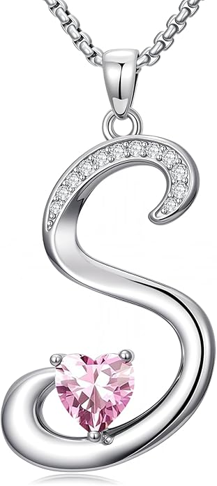 Christmas Gifts for Women Alphabet A to Z Initial Birthstone Pendant Necklaces for Women - 18k White Gold Plated Personalized Name Jewelry Valentine Mothers Day Birthday Gifts for Women Her Girlfriend