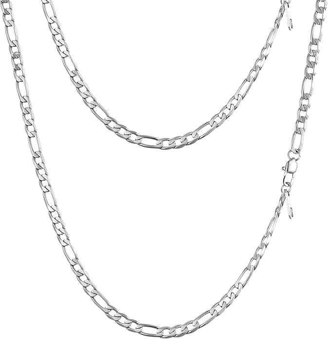PROSTEEL 316L Stainless Steel Figaro Cuban Chain Necklace for Men, Black/18K Real Gold Plated, 4/5/6/7.5/9/10/13mm, 14inch-30inch, Come with Box