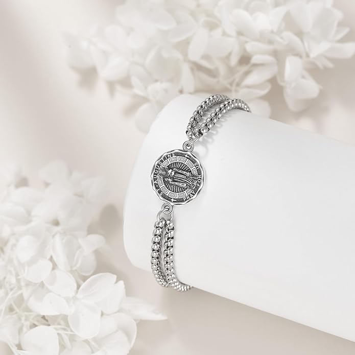 YFN Patron Saint Bracelet Sterling Silver Religious Protector Bracelet Jewelry Gift for Women Men