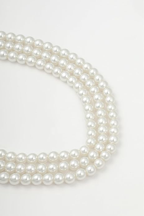 BABEYOND Round Imitation Pearl Necklace Vintage Multi Strands Necklace 20s Flapper Necklace for Party