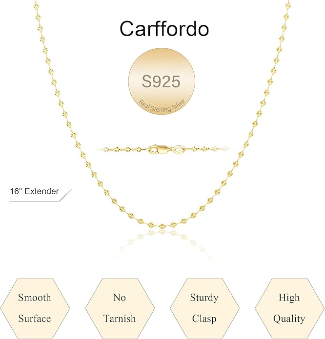 925 Sterling Silver Chain Necklace Link Chain Necklace for Women Simple Dainty 16K Gold Plated Necklace for Women Minimalist Waterproof Silver Necklace Trendy Jewelry Gifts
