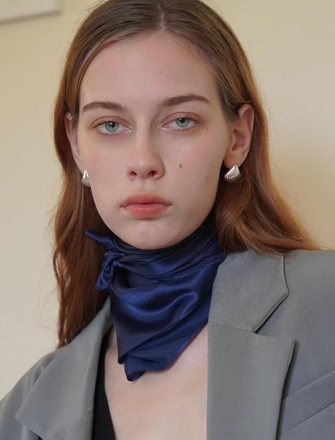 ANDANTINO 100% Mulberry Silk Square Scarf for Hair-25.6" X25.6'' Women Men Natural Silk Neckerchief Digital Printed Headscarf