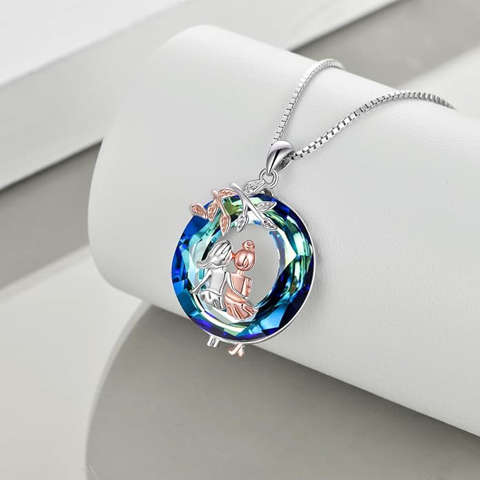 AOBOCO Gifts for Sister 2 3 Sisters Necklace for Women Sterling Silver Sister Crystal Pendant Jewelry Birthday Christmas Gifts for Friend Female Friendship Lasts Forever