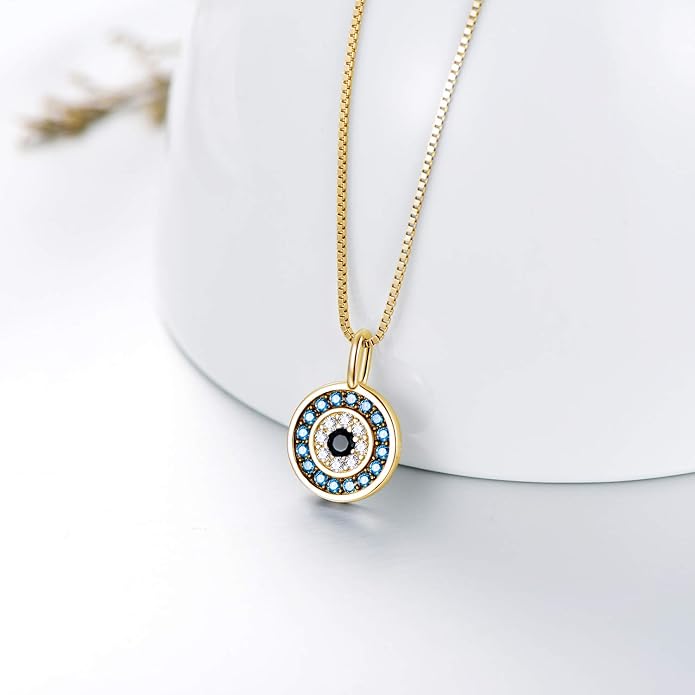 PEIMKO Evil Eye Necklace for Women 925 Sterling Silver Greek Protection Evil Eye Necklaces Jewelry Amulet Gift for Women