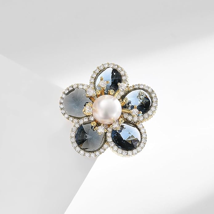 Rhinestone Flower Brooch Austrian Crystal Flower Pin 18k Gold Plated Floral Brooch Lapel Pin Jewelry Mother's Day Birthday Gifts for Mom Wife