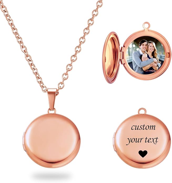 PHOCKSIN Personalized Locket Necklace for Women Photo Necklace with Customized Picture Birth Flower Birthstone New Years Gifts for Women