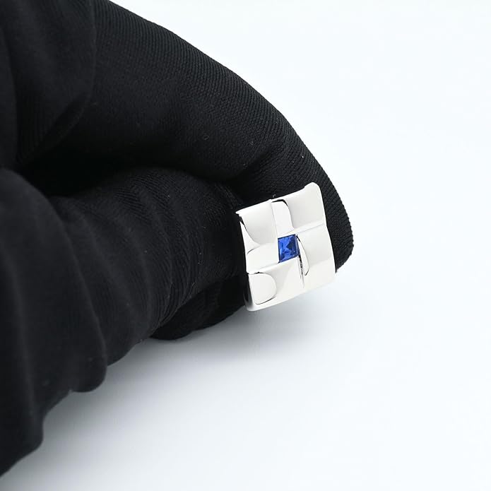 Jonwo Square Metal Silver Cufflinks with Blue Crystal for Men Lady In Gift Box Classic Men's Cuff Links Jewelry for Wedding Party Daily Office Business Events Tuxedo Dress