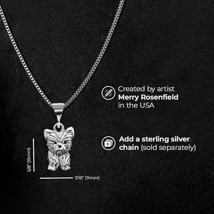 Sterling Silver Yorkie Pendant Gifts for Women - Yorkshire Terrier Gifts – Handcrafted in the USA