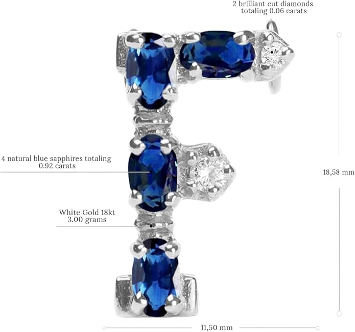 Albert Hern Blue Sapphire Initial Necklace With Diamonds & 18K Gold Chain | Irresistible Letter Pendants Jewelry | Perfect Valentine’s Day, Anniversary & Birthday Gift