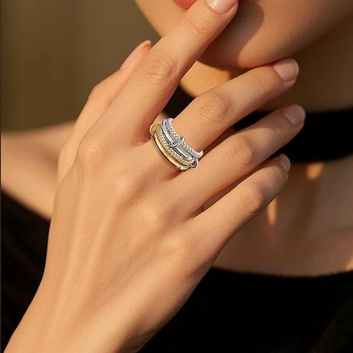 HOSICRON Gold Stackable Rings for Women Non Tarnish, Dainty Stackable 18k Gold Plated CZ Cubic Zirconia Rings, Gold Knuckle Women Rings Set
