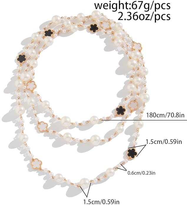 Long Pearl Necklaces for Women Pearl Long Chain Necklace Dainty Gold And Long Pearl Necklaces Layered Pearl Necklace Statement Sweater Strand Chain Jewelry