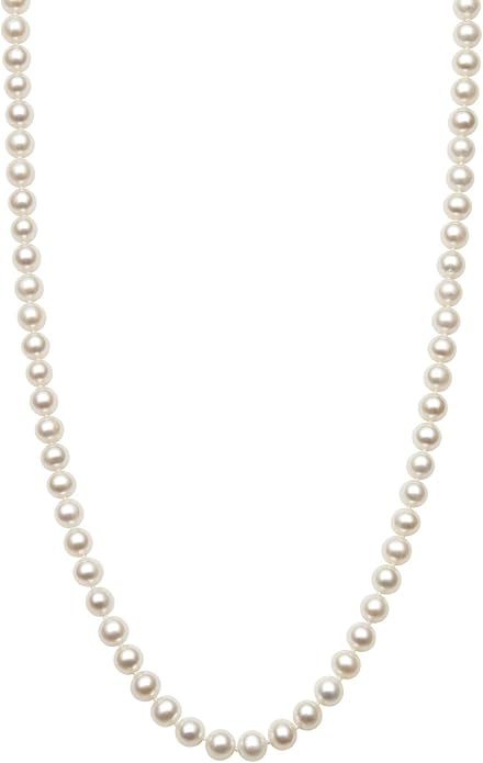 Belacqua Natural Cultured Freshwater Pearl Strand Necklace in Sterling Silver, Size 5.5-9.5mm, Length-16 to 36 Inches, Clasp-Fishhook, Jewelry for Women, Gift Box Included