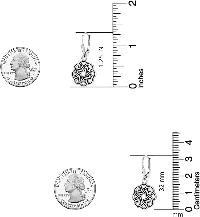 LeCalla 925 Sterling Silver Leverback Drop Earrings | Lightweight Celtic-Knot Filigree Heart Teardrop Dangle Earring for Women's Gift for Her