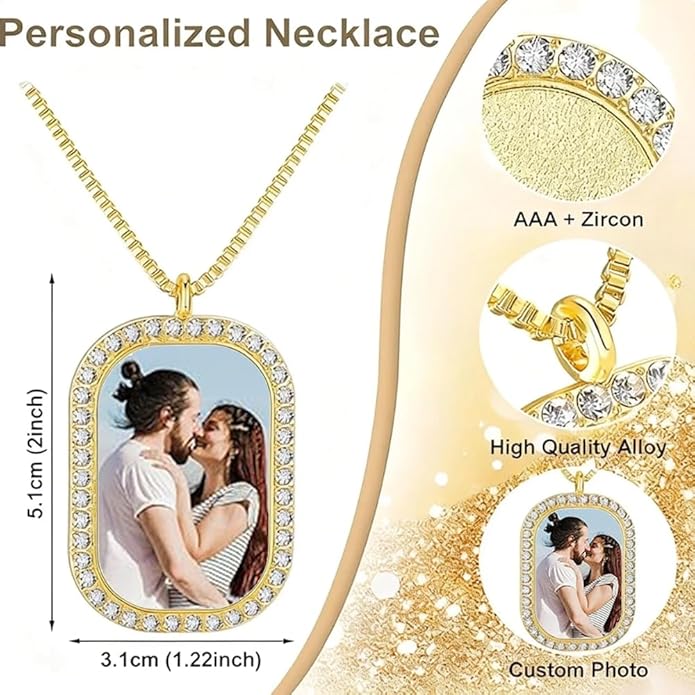 CLYLIFE Picture Necklace Personalized Photo,Custom Disc/Heart Pendant for Men Women Dad Mom Customized Necklace with Chain Photos Memorial Gifts for Mother's Day, Birthday, Anniversary