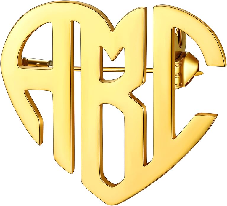Custom4U Custom Name Pin Personalized Brooch Pins for Women Men Stainless Steel Name Tag with Letters/Initials - Silver/Gold/RoseGold/Black Customized Jewelry Gifts for Birthday Wedding Business Party