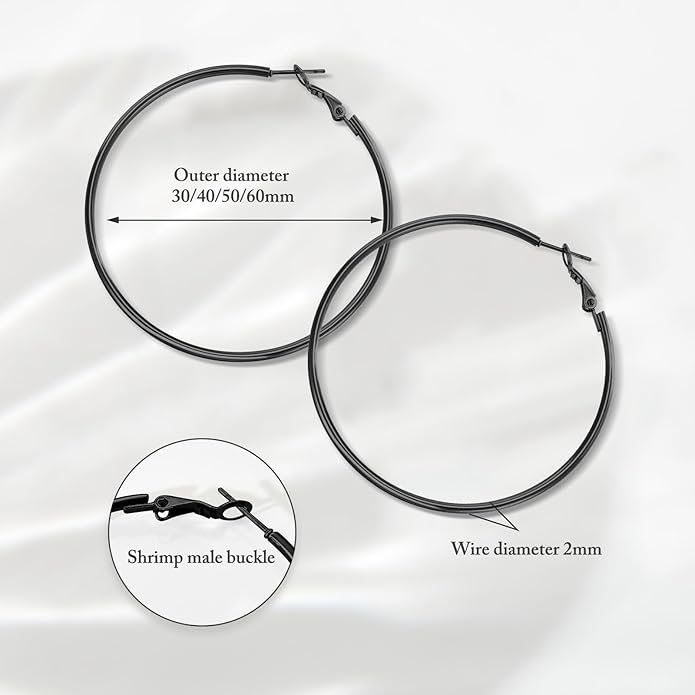 4 Pairs Silver Gold Hoop Earrings for Women | 14K Gold Plated Hoop Earrings Set Hypoallergenic Earring Lightweight Dangle Earrings Set