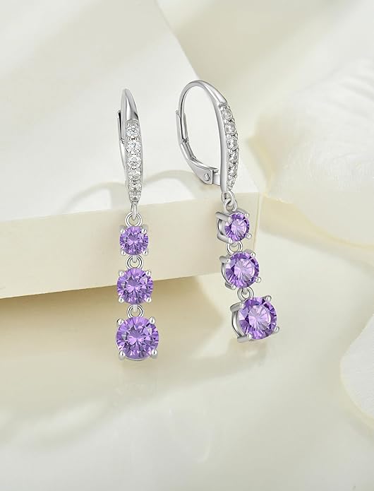 Starchenie Dangle Drop Earrings for Women 925 Sterling Silver Leverback Earrings Birthstone Jewelry