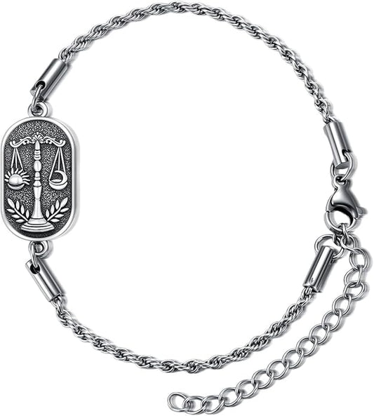 SIMONLY Zodiac Bracelet 925 Sterling Silver Constellation Anklet Horoscope Zodiac Jewelry Christmas Birthday Astrology Gifts for Women Men Unisex