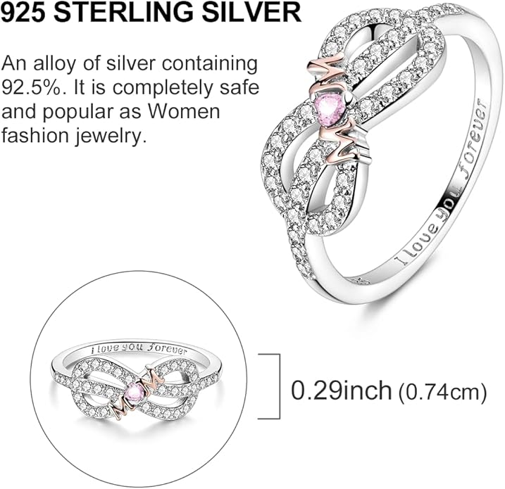 NARMO 925 Sterling Silver Rings for Women Evil Eyes Rings Entwined Line Cubic Zirconia Rings Simple Stackable Finger Rings Engagement Ring Personality Rings Size 6-9
