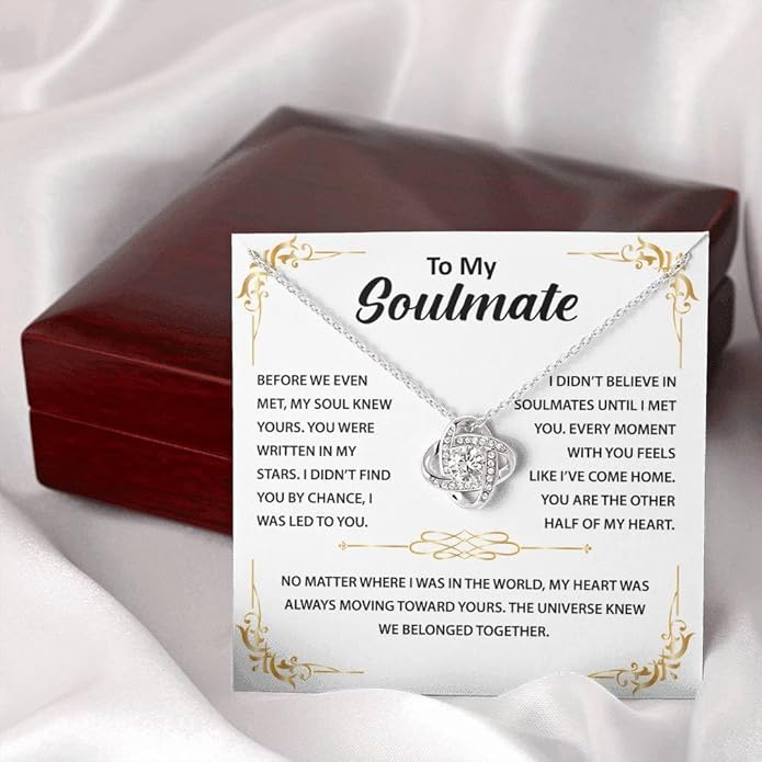 To My Beautiful Soulmate Necklace Romantic Gift for Girlfriend Wife With Message Card & Gift Box, Perfect for Anniversary Birthday Christmas or Valentine’s Day