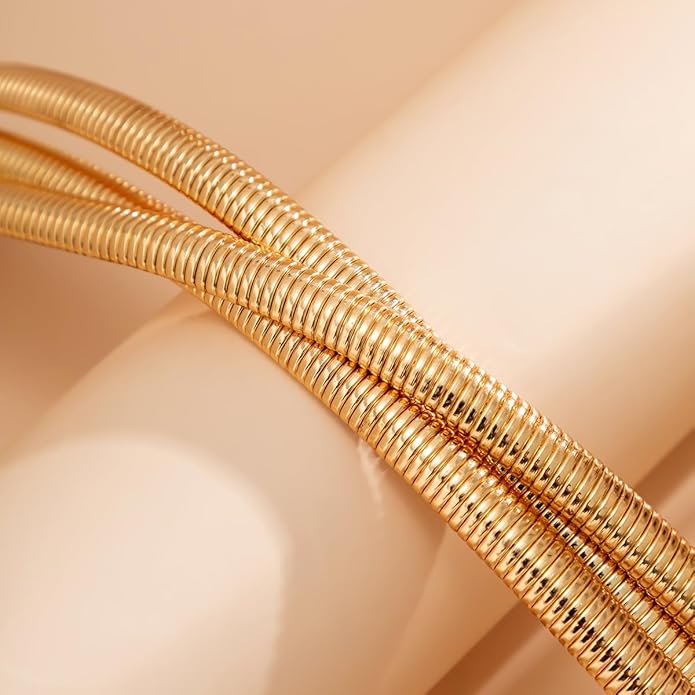 MISS RIGHT Chunky Gold Chain Statement Choker Necklace for Women Trendy, 14K Gold Plated Thick Snake Chain Collar Torque Layered Necklaces Jewelry Gifts