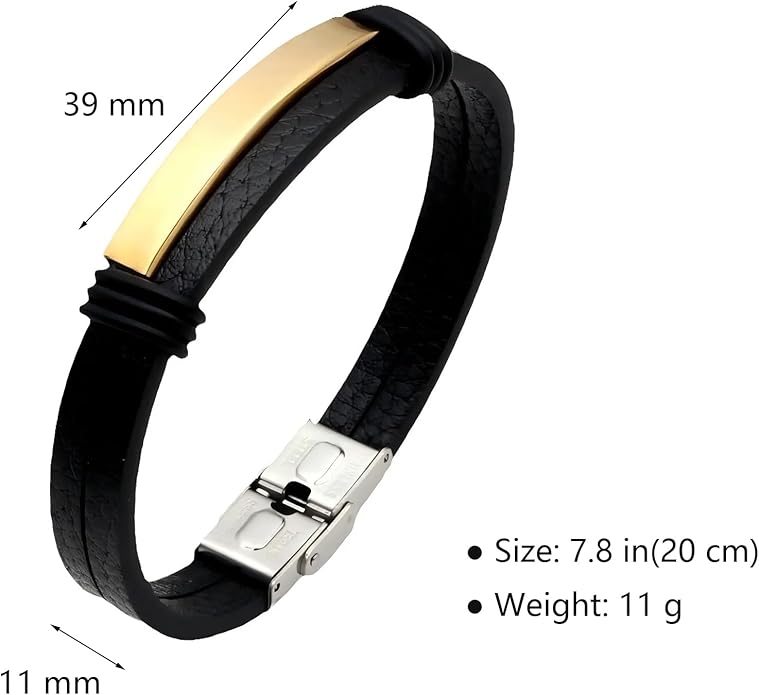 Italian Handmade Genuine Leather Bracelets for Men Stainless Steel Clip, Men's Casual Genuine Multi-layer Cuff Bracelet, Bracelet Gift for Real Men