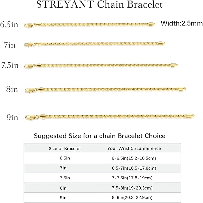 14K Gold Bracelets for Women Non Tarnish Gold Bracelets for Men Double Braided Chain Bracelet Delicate Gold Chain Bracelet Ideal Presents (6.5/7/7.5/8/9in)
