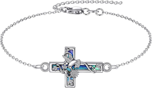YFN Cross Bracelet Sterling Silver Religious Cross Bracelet Jewelry Gift for Women Men