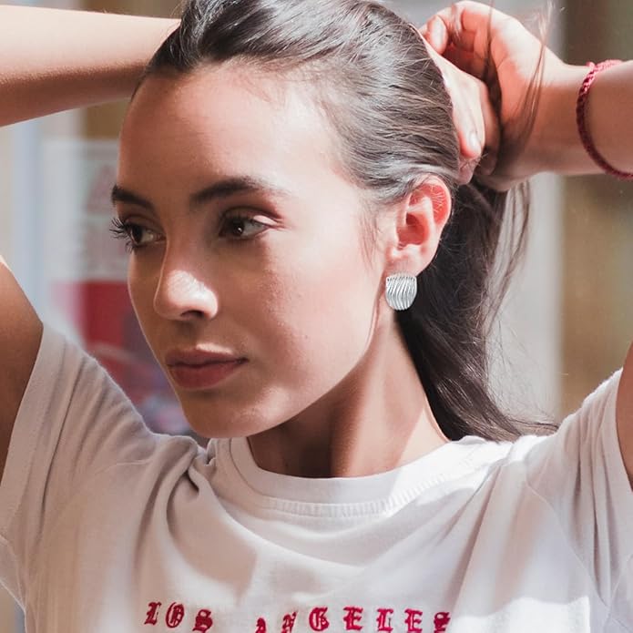 Gold Chunky Statement Earrings for Women, Trendy 14K Gold Plated Drop Dangle Square Geometric Vintage Designer Stud Earrings, Jewelry Gift