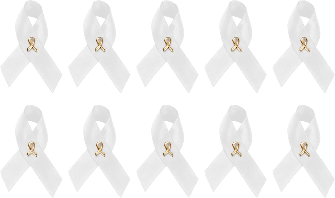 1/2/5/10/25/50/100pcs Satin Awareness Ribbon Pins (Pick your color), for Cancer & Disease Awareness, Bulk Quantities for Fundraising, Events, Gift Giving