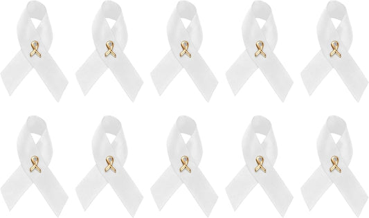 1/2/5/10/25/50/100pcs Satin Awareness Ribbon Pins (Pick your color), for Cancer & Disease Awareness, Bulk Quantities for Fundraising, Events, Gift Giving