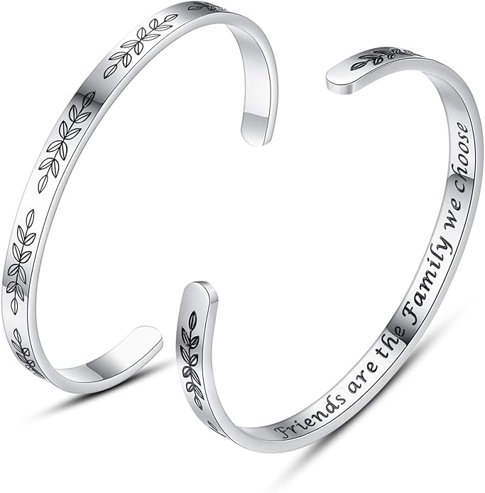 TONY & SANDY Inspirational Bracelets for Women Teen Girls Personalized Gifts for Daughter Granddaughter Mom Sister Friends Stainless Steel Engraved Cuff Birthday Easter Christmas