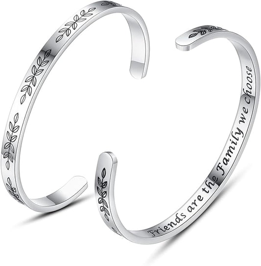 TONY & SANDY Inspirational Bracelets for Women Teen Girls Personalized Gifts for Daughter Granddaughter Mom Sister Friends Stainless Steel Engraved Cuff Birthday Easter Christmas