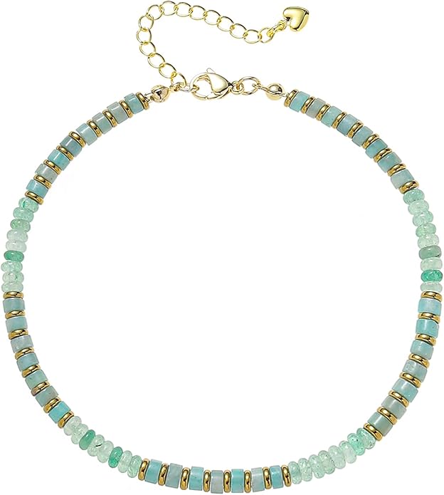 XIJIN Natural Stone Beaded Anklets for Women Handmade Beach Boho Turquoise Beads Ankle Bracelet Jewelry Gift for Her